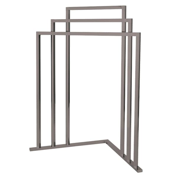 L Shape 3-Tier Steel Construction Corner Towel Rack, Nickel